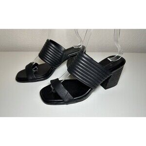 Caslon Lamia Leather Open Toe Block Heel Black Sandals Women's SIZE‎ 6